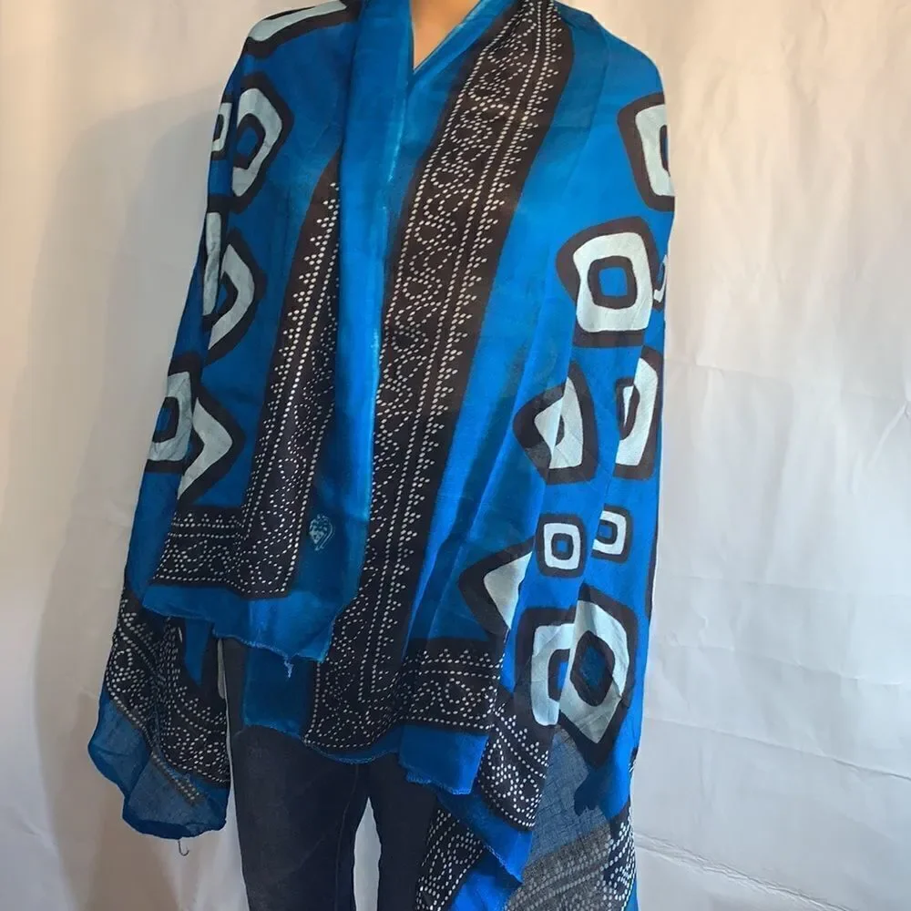 Pine Textiles Pakistan Light Weight Scarf Black Blue 60 Inches X 35 Inches
